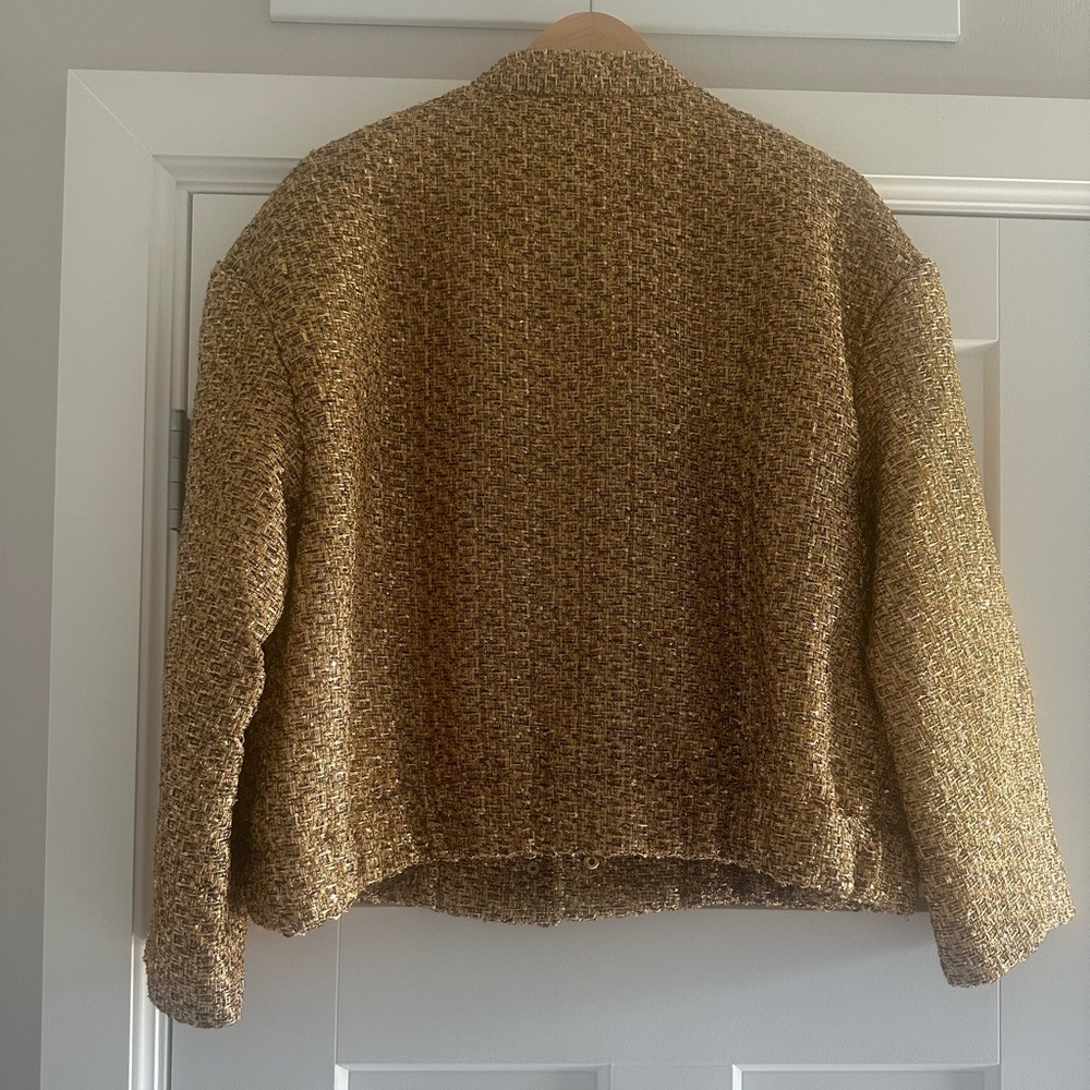 Liz Claiborne Gold Tweed Women’s Bomber Jacket - Picture 16 of 17